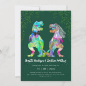 Dinosaur theme Green Wedding QR Code Einladung (Vorderseite)