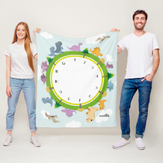 Dinosaur Theme Milestone Blankets Fleecedecke