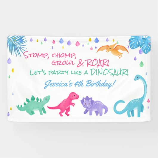 Dinosaur Theme Party Banner (Horizontal)