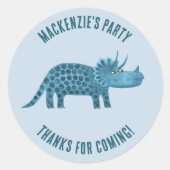 Dinosaur Theme Party Danke Runder Aufkleber (Vorderseite)