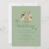 Dinosaur Theme Sage Green Wedding Einladung (Vorderseite)