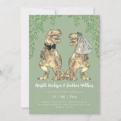 Dinosaur theme Sage Green Wedding QR Code  Einladung (Vorderseite)