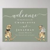 Dinosaur Theme Sage Green Wedding Welcome Poster (Vorne)