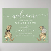 Dinosaur Theme Sage Green Wedding Welcome Sign Poster (Vorne)