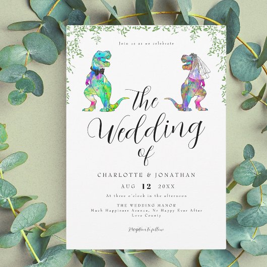 Dinosaur Theme Script Wedding Einladung
