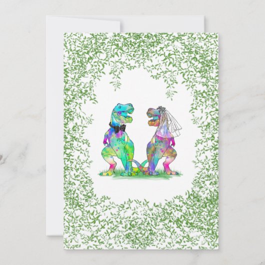 Dinosaur Theme Script Wedding Einladung (Rückseite)
