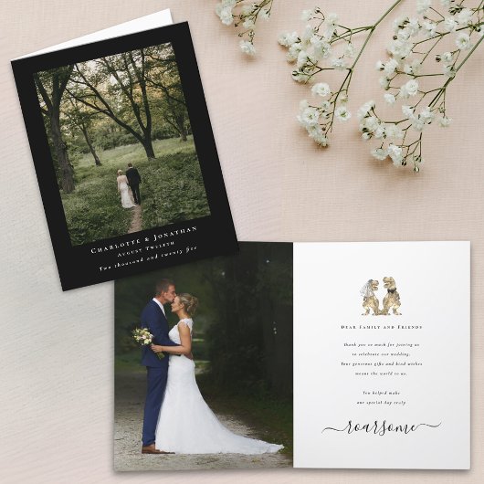 Dinosaur Theme Wedding 2 Foto Vielen Dank Dankeskarte