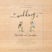 Dinosaur Theme Wedding Acryleinladungen (Vorderseite)