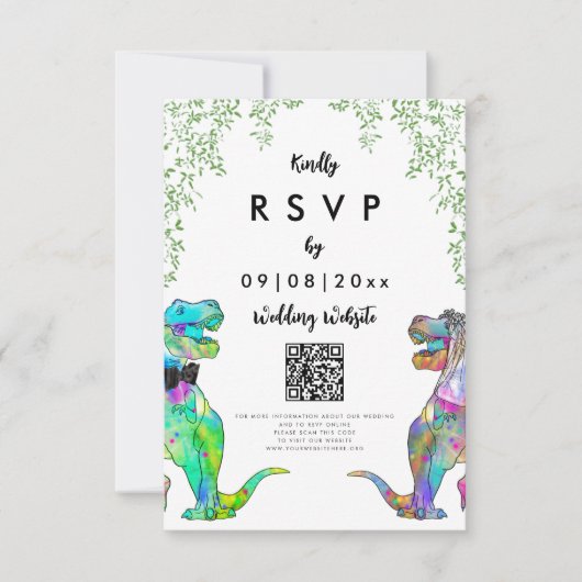 Dinosaur Theme Wedding Antwort QR Code (Vorderseite)