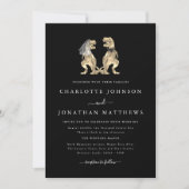 Dinosaur Theme Wedding Black and White QR Code Einladung (Vorderseite)