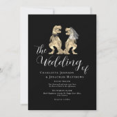 Dinosaur Theme Wedding Black and White QR Code Einladung (Vorderseite)