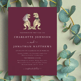 Dinosaur Theme Wedding Burgundy Cream Einladung