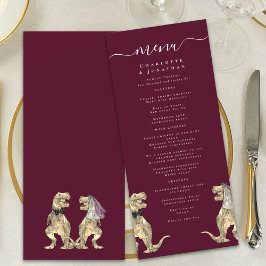 Dinosaur Theme Wedding Burgundy & Cream Menükarte