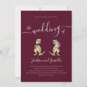 Dinosaur Theme Wedding Burgundy Cream QR Code Einladung (Vorderseite)