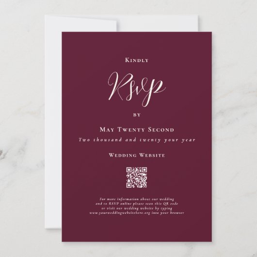 Dinosaur Theme Wedding Burgundy Cream QR-Code Einladung (Rückseite)