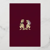 Dinosaur Theme Wedding Burgundy Gold Folieneinladung (Rückseite)