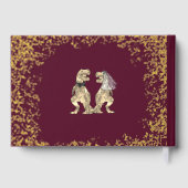 Dinosaur Theme Wedding Burgundy Red & Gold Gästebuch (Rückseite)