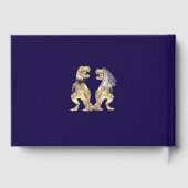 Dinosaur Theme Wedding Custom Navy Blue Gold Gästebuch (Rückseite)