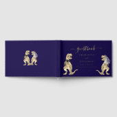 Dinosaur Theme Wedding Custom Navy Blue Gold Gästebuch (Voll)