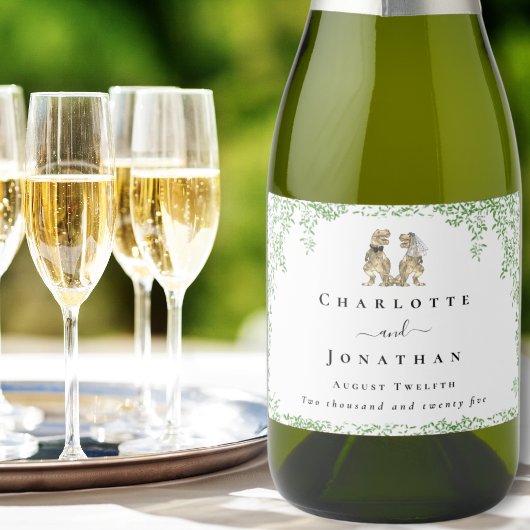 Dinosaur Theme Wedding Custom Schaumweinetikett