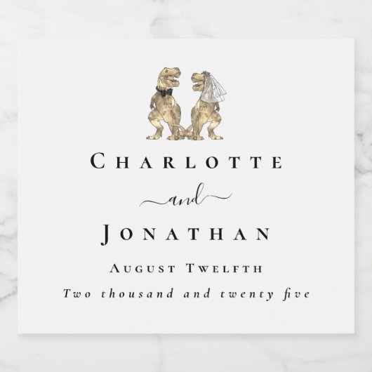 Dinosaur Theme Wedding Custom Schaumweinetikett (Einzelnes Label)