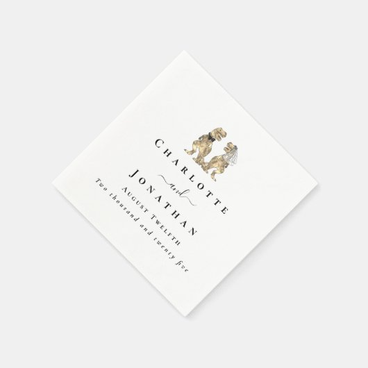 Dinosaur Theme Wedding Custom Serviette (Ecke)