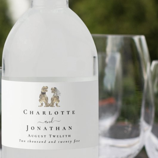 Dinosaur Theme Wedding Custom Wasserflaschenetikett