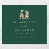 Dinosaur Theme Wedding Dark Green Bierflaschenetikett (Einzelnes Label)