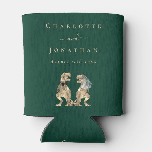 Dinosaur Theme Wedding Dark Green Dosenkühler (Rückseite)