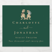 Dinosaur Theme Wedding Dark Green Schaumweinetikett (Einzelnes Label)