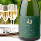 Dinosaur Theme Wedding Dark Green Schaumweinetikett