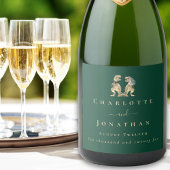 Dinosaur Theme Wedding Dark Green Schaumweinetikett