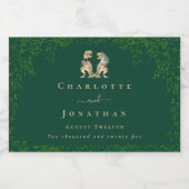 Dinosaur Theme Wedding Dark Green Schaumweinetikett (Einzelnes Label)