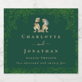 Dinosaur Theme Wedding Dark Green Schaumweinetikett (Einzelnes Label)