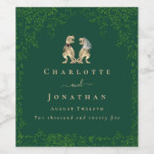 Dinosaur Theme Wedding Dark Green Weinetikett (Einzelnes Label)