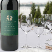 Dinosaur Theme Wedding Dark Green Weinetikett