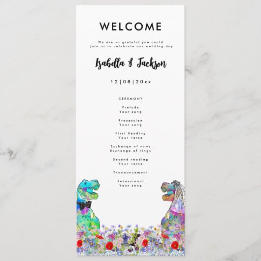 Dinosaur Theme Wedding Day Programm (Vorderseite)