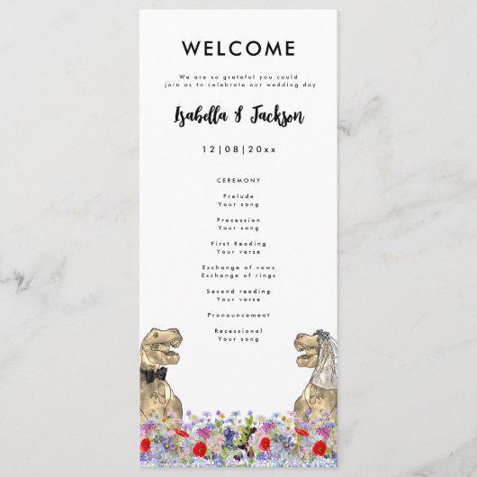 Dinosaur Theme Wedding Day Programm (Vorderseite)