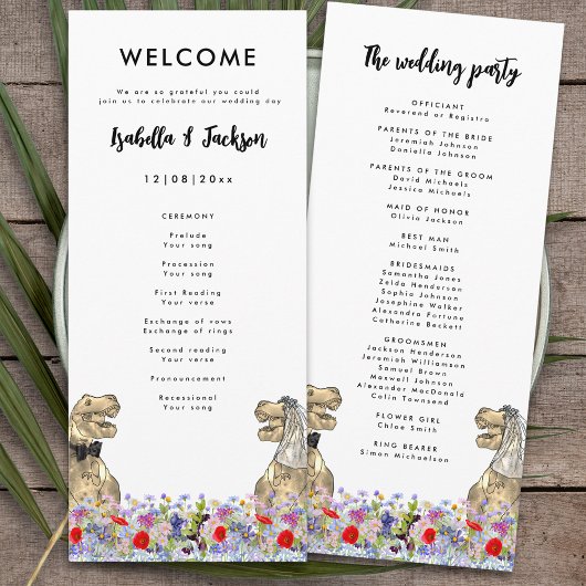 Dinosaur Theme Wedding Day Programm