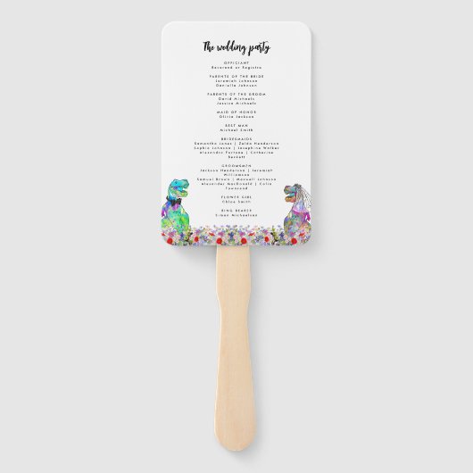 Dinosaur Theme Wedding Day Programm Fächer (Rückseite)