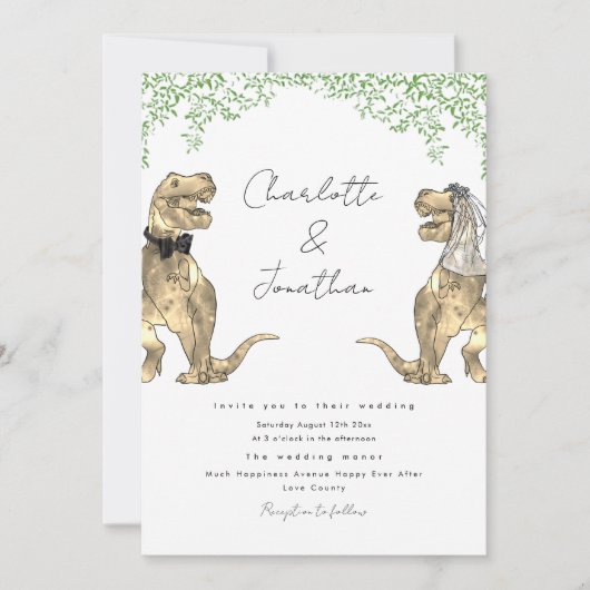Dinosaur Theme Wedding Einladung (Vorderseite)
