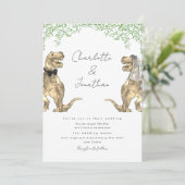 Dinosaur Theme Wedding Einladung (Stehend Vorderseite)