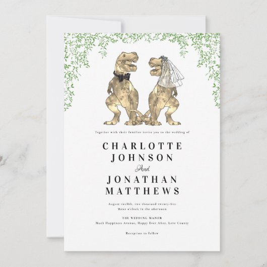 Dinosaur Theme Wedding Einladung (Vorderseite)