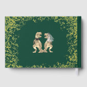 Dinosaur Theme Wedding Foliage Green Gold Gästebuch (Rückseite)
