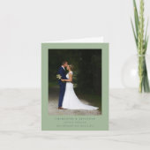 Dinosaur Theme Wedding Foto Sage Green Dankeskarte (Vorderseite)