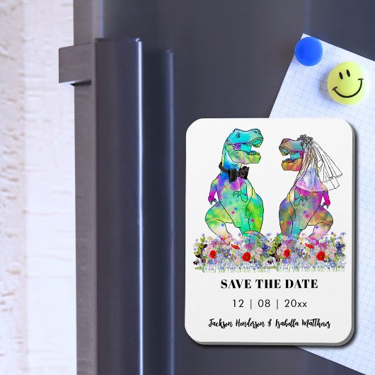 Dinosaur Theme Wedding Funny Save the Date Magnet