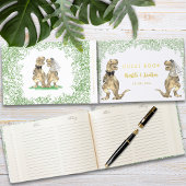 Dinosaur Theme Wedding Gold Foil Gästebuch