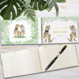 Dinosaur Theme Wedding Gold Foil Gästebuch
