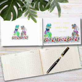 Dinosaur Theme Wedding Gold Gästebuch