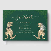 Dinosaur Theme Wedding Green Custom Gästebuch (Vorderseite)